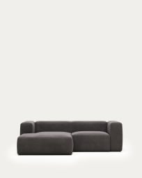 Blok 2 seater sofa with left side chaise longue in grey, 240 cm FR