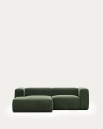 Blok 2 seater sofa with left hand chaise longue in green, 240 cm FR