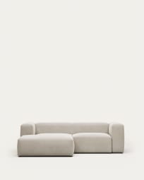 Blok 2 seater sofa with left side chaise longue in white, 240 cm FR