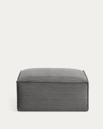 Blok footrest in grey wide-seam corduroy, 90 x 70 cm