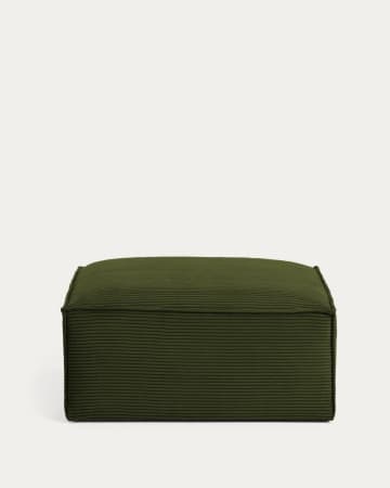 Blok footrest in green wide seam corduroy, 90 x 70 cm