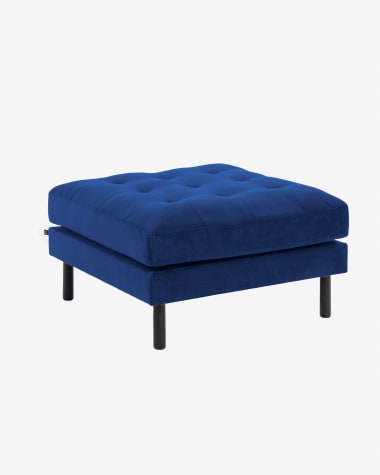 Blue velvet Debra footstool 80 x 80 cm