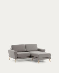 Narnia 3 seater sofa with chaise longue in light grey, 192 cm