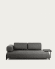 Compo 3 seater sofa with large tray in dark grey, 252 cm