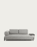 Compo 3 seater sofa with large tray in light grey, 252 cm