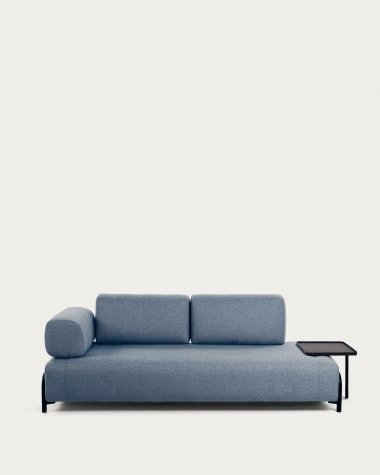 Compo 3-Sitzer Sofa blau mit großem Tablett 252 cm