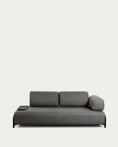 Sofa 3-osobowa Compo w kolorze ciemnoszarym z małą tacą 232 cm
