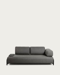 3θ καναπές με μεγάλο δίσκο Compo 252 εκ, σκούρο γκρι