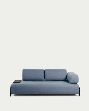 Sofa 3-osobowa Compo w kolorze niebieskim z małą tacą 232 cm