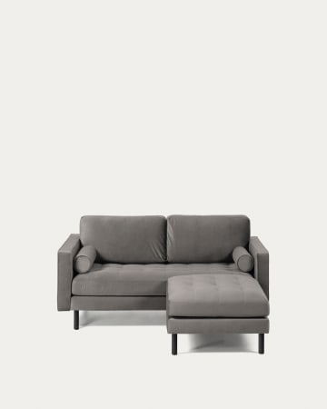 Debra 2-Sitzer Sofa mit Fußablage grauer Samt 182 cm