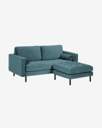 Debra 2 seater sofa with footrest in turquoise velvet, 182 cm