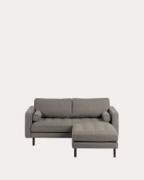 Debra 2 seater sofa with footrest in light grey, 182 cm