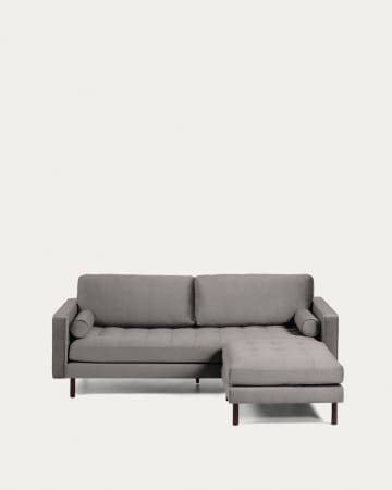 Divano Debra 3 posti con poggiapiedi in velluto grigio 222 cm
