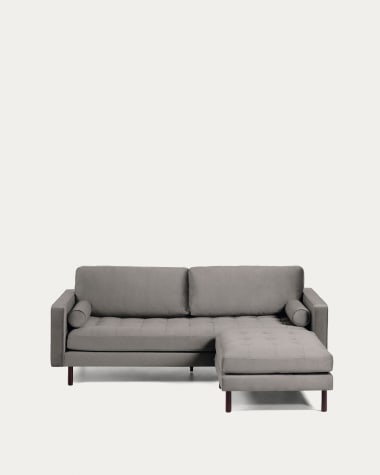 Debra 3-Sitzer Sofa mit Fußablage grauer Samt 222 cm