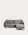 Debra 3 seater sofa with footrest in grey velvet, 222 cm