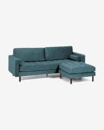 Debra 3 seater sofa with footrest in turquoise velvet, 222 cm