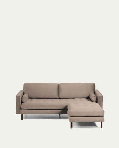 Sofa 3-osobowa Debra z podnóżkiem z szaro-brązowego aksamitu 222 cm