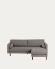 Debra 3 seater sofa with footrest in light grey, 222 cm