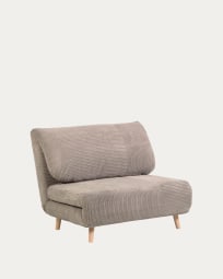 Keren 2 seater sofa bed in grey corduroy, 106 cm