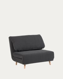 Keren 2 seater sofa bed in dark grey corduroy effect, 106 cm