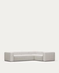 Blok 4 seater corner sofa in white fleece, 320 x 230 cm FR