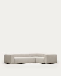 Blok 4 seater corner sofa in white, 320 x 230 cm FR