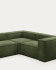4θ γωνιακός καναπές Blok, χοντρό πράσινο κοτλέ, 320 x 230 εκ
