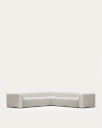 Blok 6 seater corner sofa in white fleece, 320 x 320 cm FR