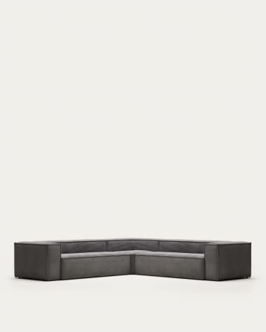Blok 6-Sitzer-Ecksofa breiter Cord grau 320 x 320 cm