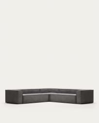 Canapé d’angle Blok 6 places velours côtelé gris 320 x 320 cm