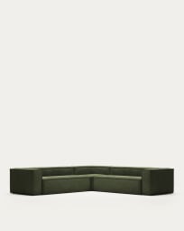 Blok 6 seater corner sofa in green thick corduroy, 320 x 320 cm