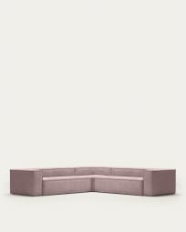 Blok 6 seater corner sofa in pink wide-seam corduroy,  320 x 320 cm