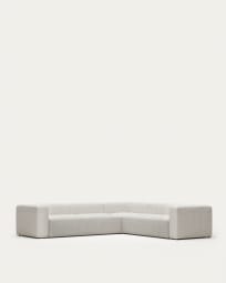 Blok 5 seater corner sofa in white fleece, 320 x 290 cm FR