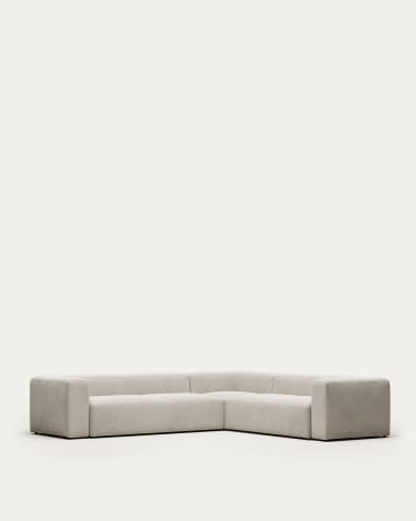 Blok sofa narożna 5-osobowa beżowa 320 x 290 cm / 290 x 320 cm