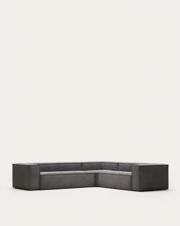5-zits hoekbank Blok van grijs corduroy 320 x 290 cm / 290 x 320 cm
