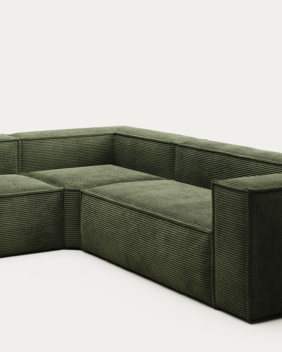 Blok 5-Sitzer-Ecksofa breiter Cord in Grün 320 x 290 / 290 x 320 cm | Kave  Home®