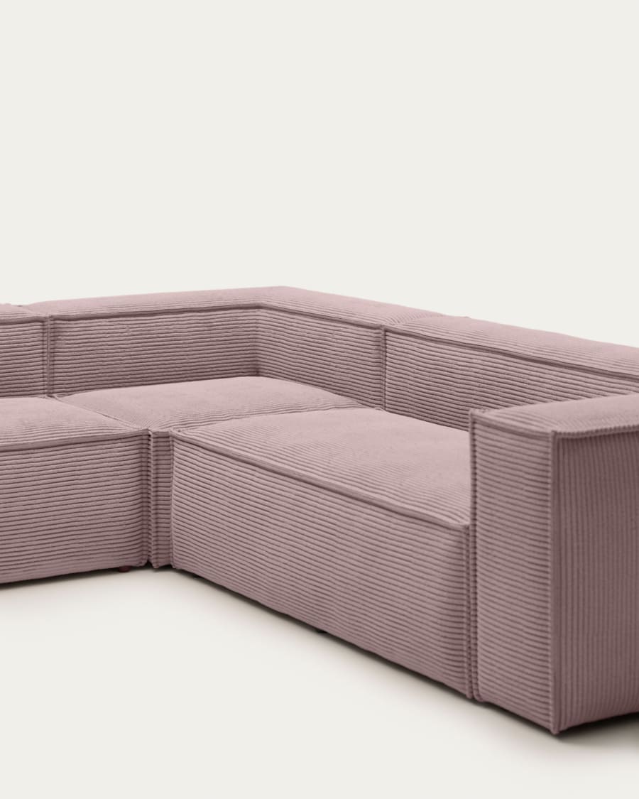 Blok 5-Sitzer-Ecksofa breiter Cord in Rosa 320 x 290 / 290 x 320 cm | Kave  Home®