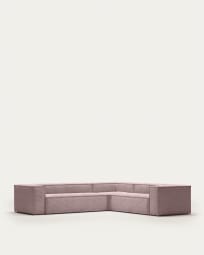 Γωνιακός καναπές Blok 5θ, χοντρό κοτλέ, ροζ 320x290εκ