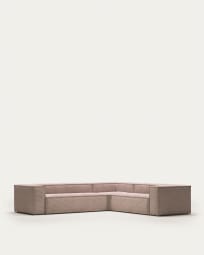 Blok 5 seater corner sofa in pink corduroy, 320 x 290 cm