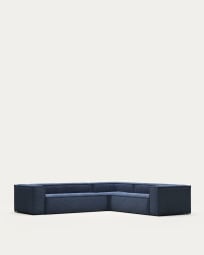 Blok 5 seater corner sofa in blue corduroy, 320 x 290 cm FR