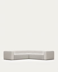 Blok 4 seater corner sofa in white fleece, 290 x 290 cm FR