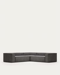 Blok 4 seater corner sofa in grey wide seam corduroy, 290 x 290 cm