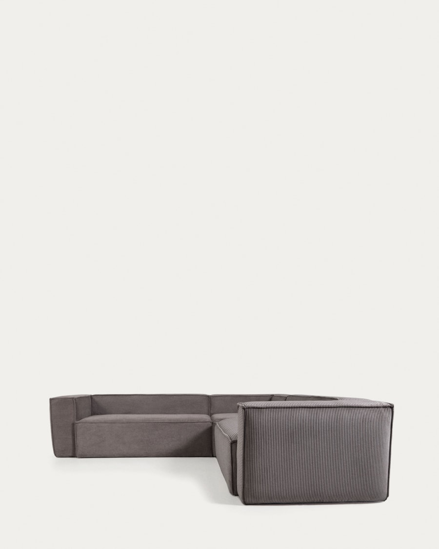 Sofá Blok 4 plazas chaise longue derecho de pana gruesa gris 330