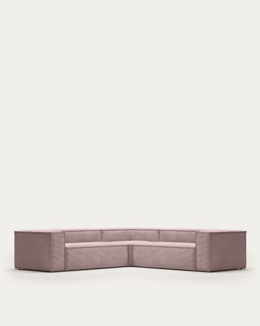 Blok 3-Sitzer-Ecksofa breiter Cord rosa 290 x 230 cm / 230 cm 290 cm | Kave  Home