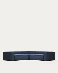 Blok 4 seater corner sofa in blue corduroy, 290 x 290 cm FR