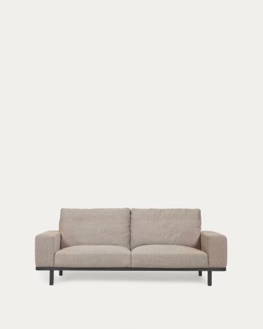 Noa 3 seater sofa in beige with dark finish legs, 230 cm