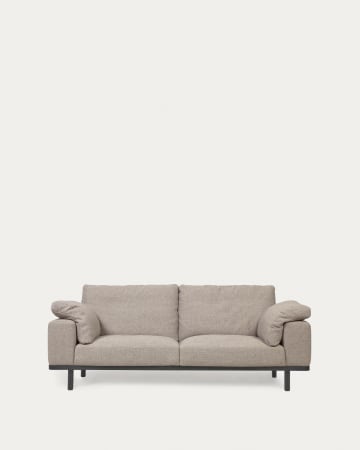 Noa 3-Sitzer Sofa mit Kissen beige und Beine mit dunklem Finish 230 cm