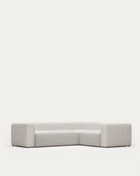Blok 3 seater corner sofa in white fleece, 290 x 230 cm FR