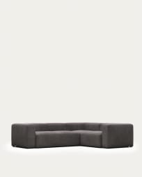 Γωνιακός καναπές 3θ Blok 290 x 230 εκ, γκρι
