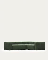 Blok 3 seater corner sofa in green, 290 x 230 cm FR